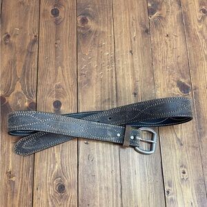 Leather belt distressed brown finish size large
